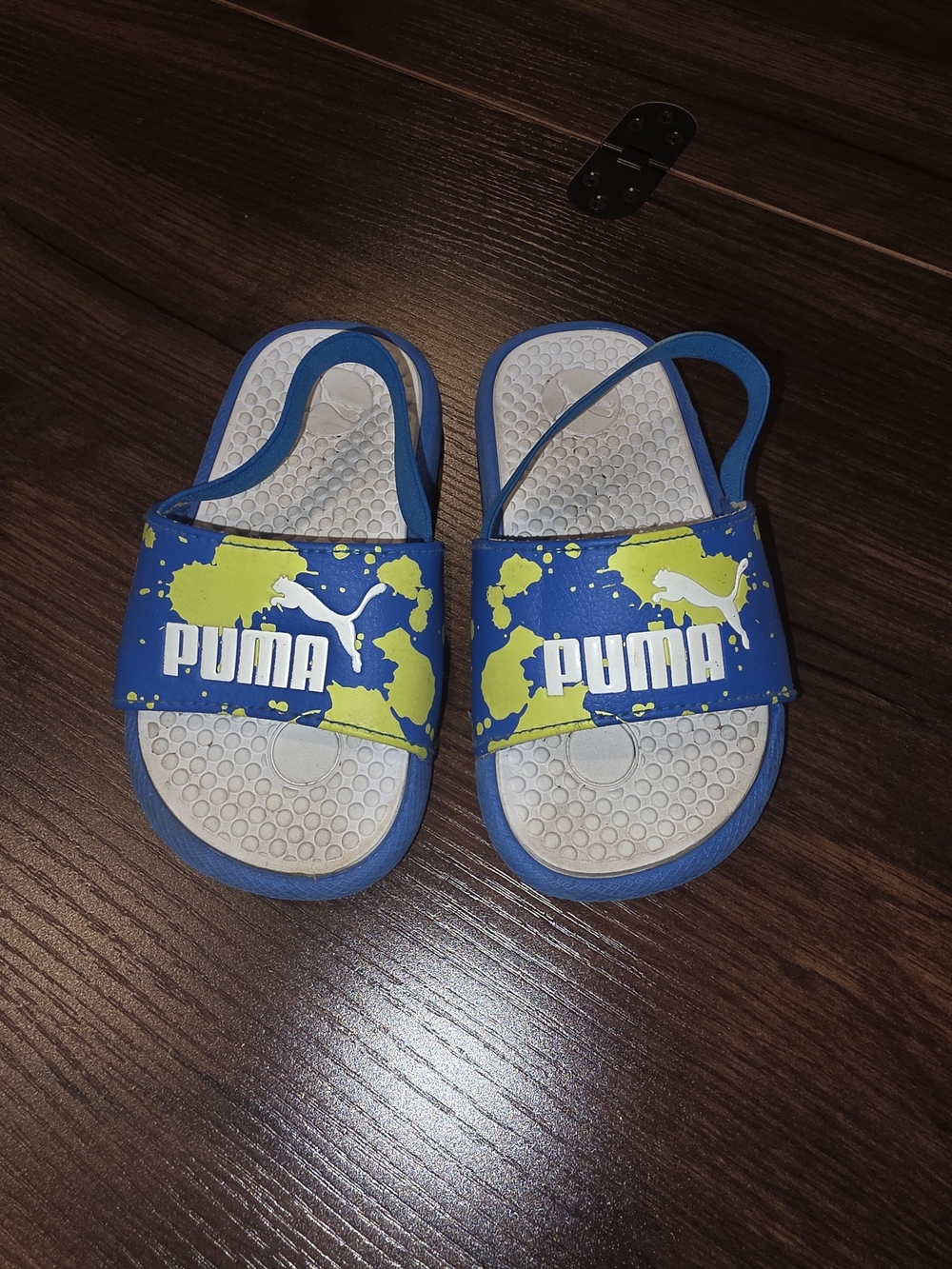 PUMA Kids' Blue & Lime Slide Sandals